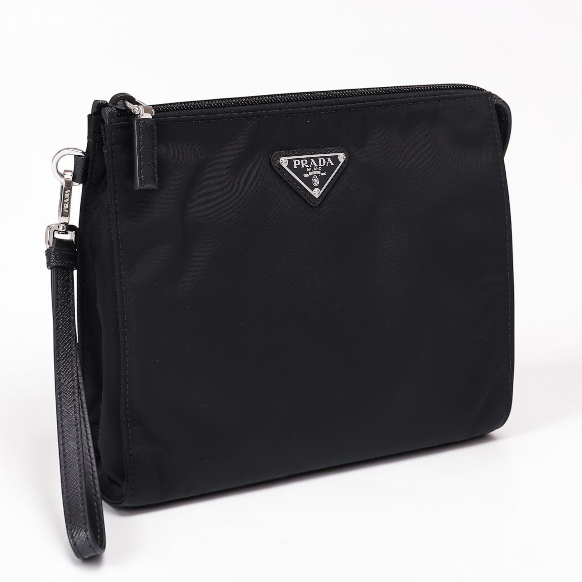 【P5倍】プラダ／PRADA ”Re Nylon xサフィアーノレザー ポーチ