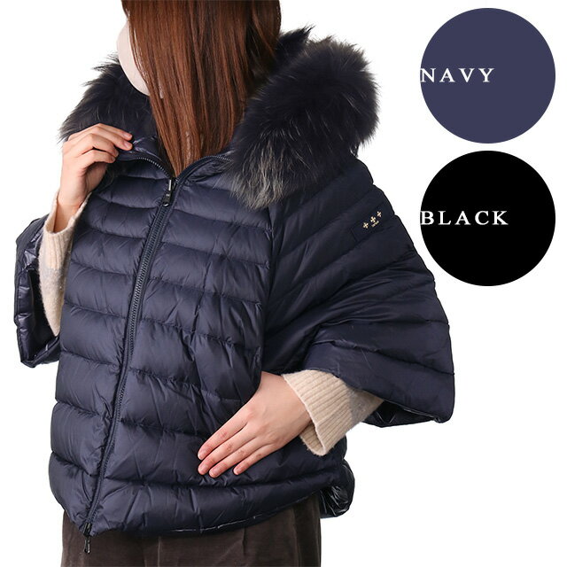 【PT5倍】タトラス／TATRAS "MALE・マーレ"ベーシックライン・レディース・リバーシブルマットナイロン・ファー付きポンチョ・ケープダウン(ネイビー) LTAT22A4692-D 40／NAVYのサムネイル