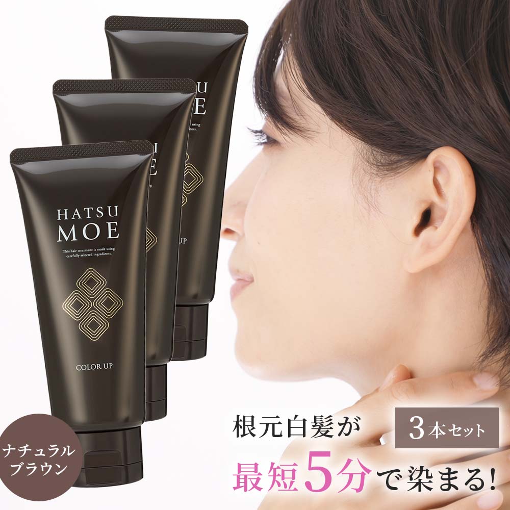 通常送料無料 髪萌 カラーアップ ヘアカラートリートメント お得な3本セット 白髪染め 早染め 深染め 部分染めに 染まり強化 5分で染まる ブラウン はつもえ