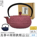 ギフト用 南部鉄器 急須 おしゃれ 日本製 カラーポット 0.3リットル 藍色 桜色 ティーポット 花織り模様 モダン かわいい 可愛い 茶こし付 内部ホーロー...