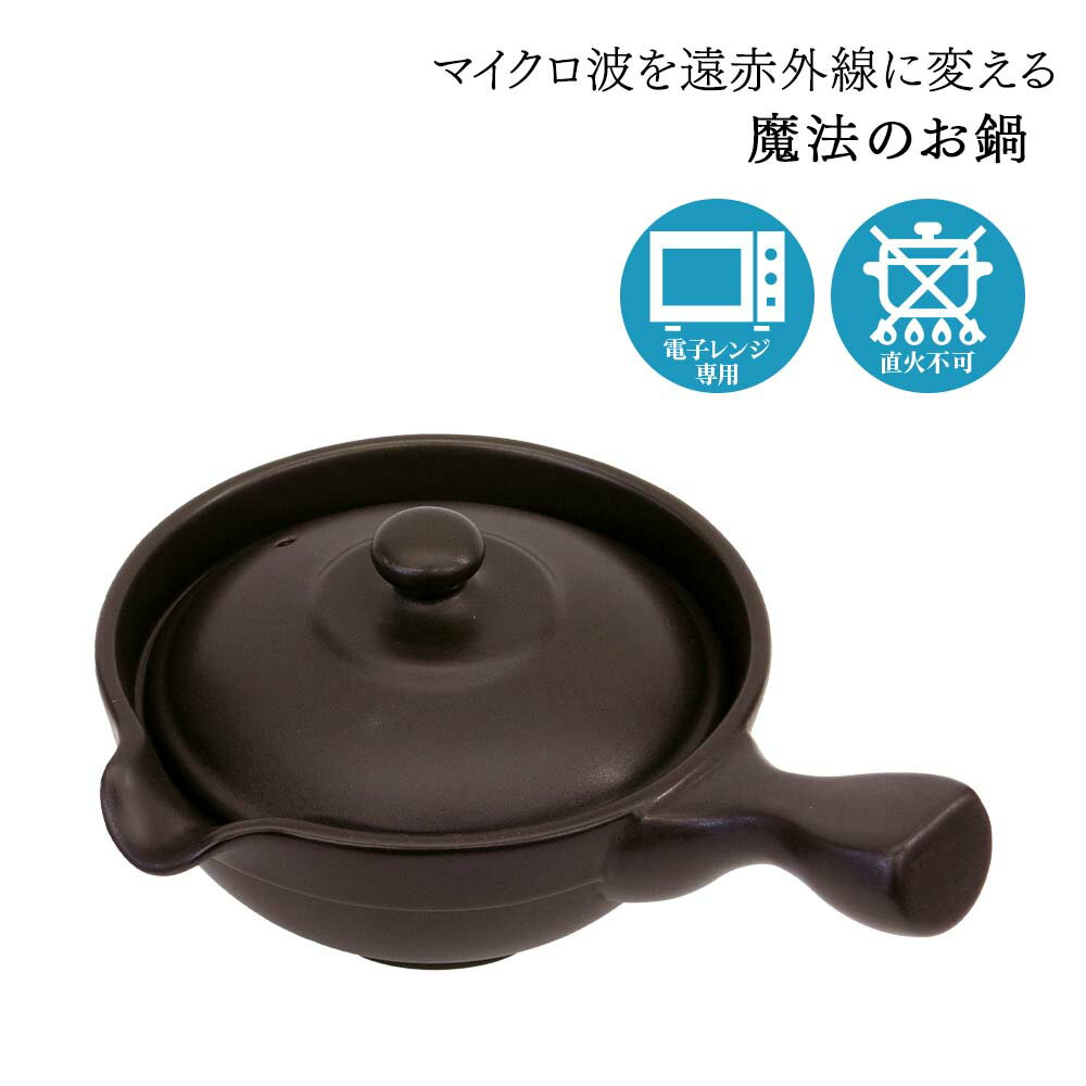 磁性鍋 片手タイプ 電子レンジ専用 調理鍋 電磁波を遠赤外線に マイクロ波を安全に 美味しく温まる 蒸し調理 揚げ物がヘルシーに フェライト 魔法のお鍋 メタボリック対策のサムネイル