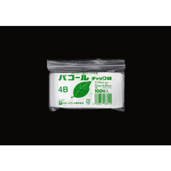 Rakuten - パコールチャック袋 4B 60×85mm 0.04mm厚 (100枚入)　品番:111-34702