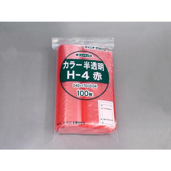 Rakuten - ユニパックカラー半透明 H-4 赤 170×240mm 0.04mm厚 （100枚入)　品番:101-7520801