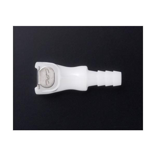 【特長】●親指操作のラッチ構造/片手で着脱が可能●接続部が一体化されている/漏れにつながる個所が少ない組付け、設置時間の短縮●接続を音で知らせる/カチッという音で確実に接続●CPCの他製品と共用できる/MCシリーズと互換性あり●インライン（軟質チューブ用タケノコ）●使用圧力範囲：バキューム〜0.84Mpa●適応温度範囲：?40℃〜82℃●材質：主部品及びバルブ/アセタール●ラッチ：ステンレス●バルブ・スプリング：SUS316●外部スプリング及びピン：ステンレス●Oリング：NBR●色調：ナチュラル白、他の色もあります。【仕様】●摘要：ボディ●チューブ内径：1/8" 3.2mm●全長（mm）：42.0