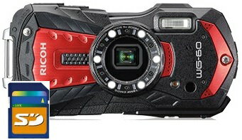 【送料無料】リコー RICOH WG-60RED 防水 耐衝撃 防塵 耐寒 アウトドア デジカメ WG-60 レッド【***特別価格***】【リコー WG-50の後継機】