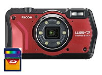 今ならSDHCカード16GB付きリコー RICOH WG-7 RD WEBカメラでもOK 防水20m 耐衝撃2.1m 防塵 耐寒 アウトドア GPS搭載 デジカメ CALSモード WG-7 レッド