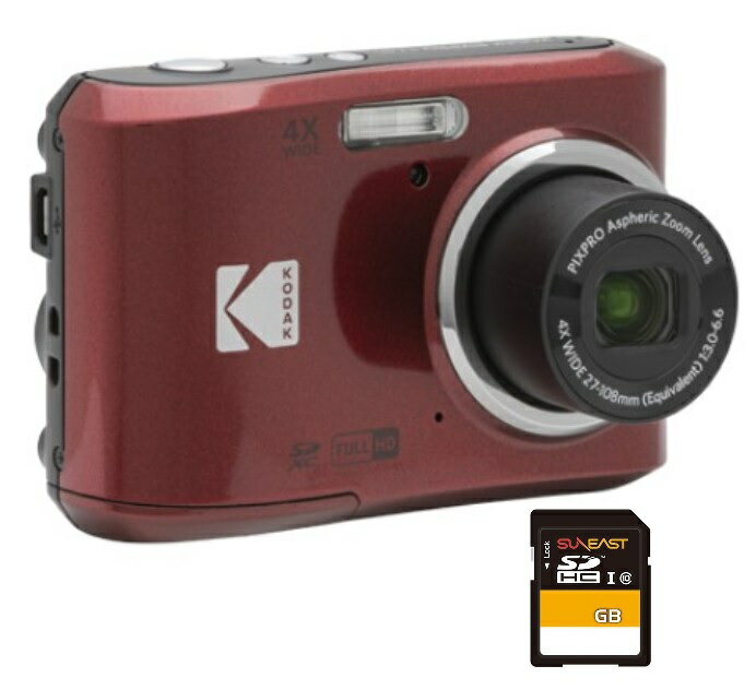 楽天いまどき本舗今ならSDHCカード8GB付き【ゆうパケットで送料無料】コダック KODAK PIXPRO FZ45 Friendly Zoom フルハイビジョン アルカリ電池対応 FZ45RD