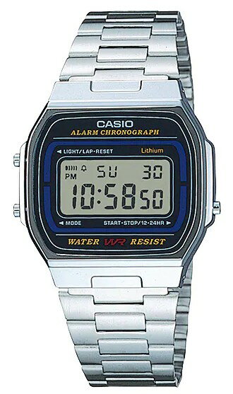 在庫あり【ゆうパケットで送料無料】CASIO・カシオ メンズ A164WA-1QJH スタンダード メタルバンド 日常生活防水 見やすいデジタル表記 A164WA-1 【スーパーロジ】