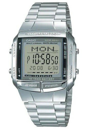 在庫あり【ゆうパケットで送料無料】CASIO カシオ DB-360-1AJH DATA BANK メンズ スタンダード メタルバンド 日常生活防水 見やすいデジタル表記【スーパーロジ】