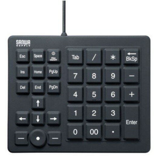 【ゆうパケットで送料無料】サンワサプライ 防水防塵テンキー 10key NT-BS1BK 汚れても洗えるシリコン素材