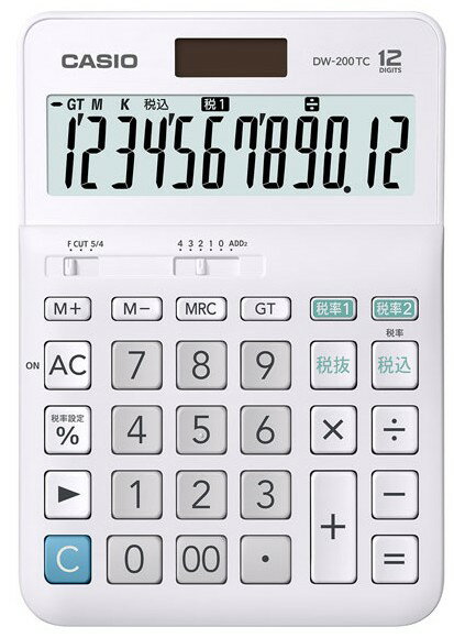 【ゆうパケットで送料無料】CASIO カシオ W税率電卓 デスクタイプ DW-200TC-N 実務電卓
