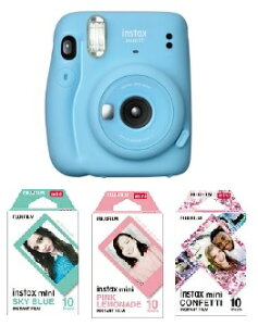 フィルム10枚付き【送料無料】FUJIFILM フジフイルム チェキ instax mini 11 スカイブルー INS MINI 11 BLUE【ラッピング無料】【楽ギフ_包装】