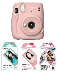 フィルム10枚付き【送料無料】FUJIFILM フジフイルム チェキ instax mini 11 ブラッシュピンク INS MINI 11 PINK【ラッピング無料】【楽ギフ_包装】