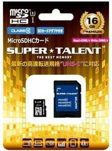 y䂤pPbgőzSUPERTALENT microSDHCJ[h16GB Class10 }CNSDHCJ[h16GB ST16MSU1P