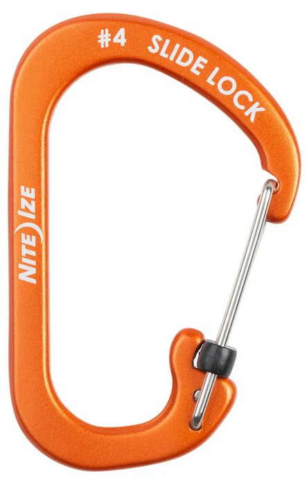 【11/30までポイント10倍】【ゆうパケットで送料無料】NITE IZE NI04045 スライドロック アルミ カラビナー #4 オレンジ D型カラビナ 軽量 スライドロック機能 ナイトアイズ