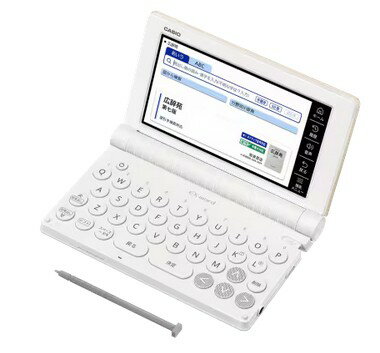 言葉や文化、歴史や自然に触れて、日本の知識を深める。 特色豊かな国語コンテンツで、言葉の力を磨くことができます。 画面：5.7型タッチパネル（5.2型 864×480ドット TFTカラー液晶） 文字入力方式 ・キーボード入力 ・手書き入力 ・ソフトキーボード入力 本体メモリー容量：約10GB（※収録されているコンテンツを含みます。） 電源 ・単3形アルカリ乾電池（LR6）2本または単3形eneloop(エネループ)2本 ・パソコンや別売USB-ACアダプターからのUSB給電 ※「eneloop」はパナソニックグループの登録商標です。 電池寿命 単3形アルカリ乾電池（LR6）の場合：約130時間※(英和辞典の訳画面で連続表示時) 約45時間(入力・検索4分間 / スピーカーで1分音声出力 / 英和辞典の訳画面55分間表示を繰り返したとき) eneloop(エネループ) の場合(参考値)：約110時間(英和辞典の訳画面で連続表示時) 約40時間(入力・検索4分間 / スピーカーで1分音声出力 / 英和辞典の訳画面55分間表示を繰り返したとき) ※電池寿命はいずれも、新品のアルカリ電池、または満充電にした新品の充電池(eneloop)使用時、画面の明るさ3で表示状態になった30秒後に暗くなる場合。(使用温度25℃の場合) 寸法 ・幅:158.5mm ・奥行:102.0mm ・高さ:18.4mm（閉時） 質量：約295g（電池込み） 付属品 ・タッチペン1本 ・単3形アルカリ乾電池2本 主な機能 カラー液晶 クイックパレット付きパネル 選べる5段階文字サイズ メニューの文字サイズ切替対応 教科書体ズーム アイコン方式メニュー表示 レイアウト切り替え機能 すぐ出るプレビュー ミニ辞書 ジャンプサーチ（例文/成句検索対応） 複数辞書検索 / 便利な検索 国語系辞典 スペリング検索 / 慣用句検索 例文/成句検索機能（センタリング表示対応） スペルチェック/ワイルドカードサーチ/ブランクワードサーチ 日本語ワイルドカードサーチ/ブランクワードサーチ 日本語で英語例文検索 履歴機能（ヒストリーサーチ） 画面分割検索機能（さらに検索） 部首読み/部首内画数検索 図から検索 手書き入力 / ソフトキーボード入力 EX-VOICE機能 動画再生 マイク機能 スクロール（フリック対応） ガイド（凡例）機能 辞書登録機能（ホーム） 学習帳機能（カラーマーカー / カラー付箋 / カラーノート / カラー暗記カード） コンテンツプラス機能 カレンダー&時計機能 電卓機能（12桁） 開閉電源ON/OFF機能 オートパワーオフ レジューム機能 充電式エネループ対応 ブルーライトカット機能 無線通信機能（コンテンツ・ダウンロード用）