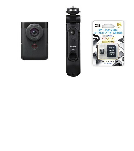 PowerShot マイクロSDカード16GB付き 【送料無料】Canon キヤノン PowerShot V10トライポッドグリップキット BK ブラック コンパクト Vlogカメラ