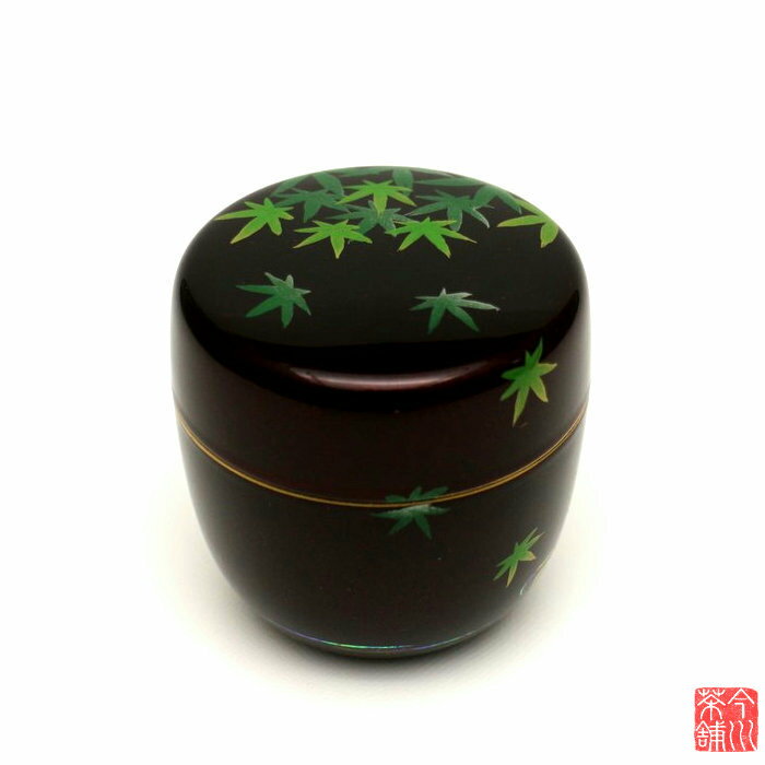 青楓に鮎 溜塗 中棗 東雲【 茶道具 棗 樹脂製 】