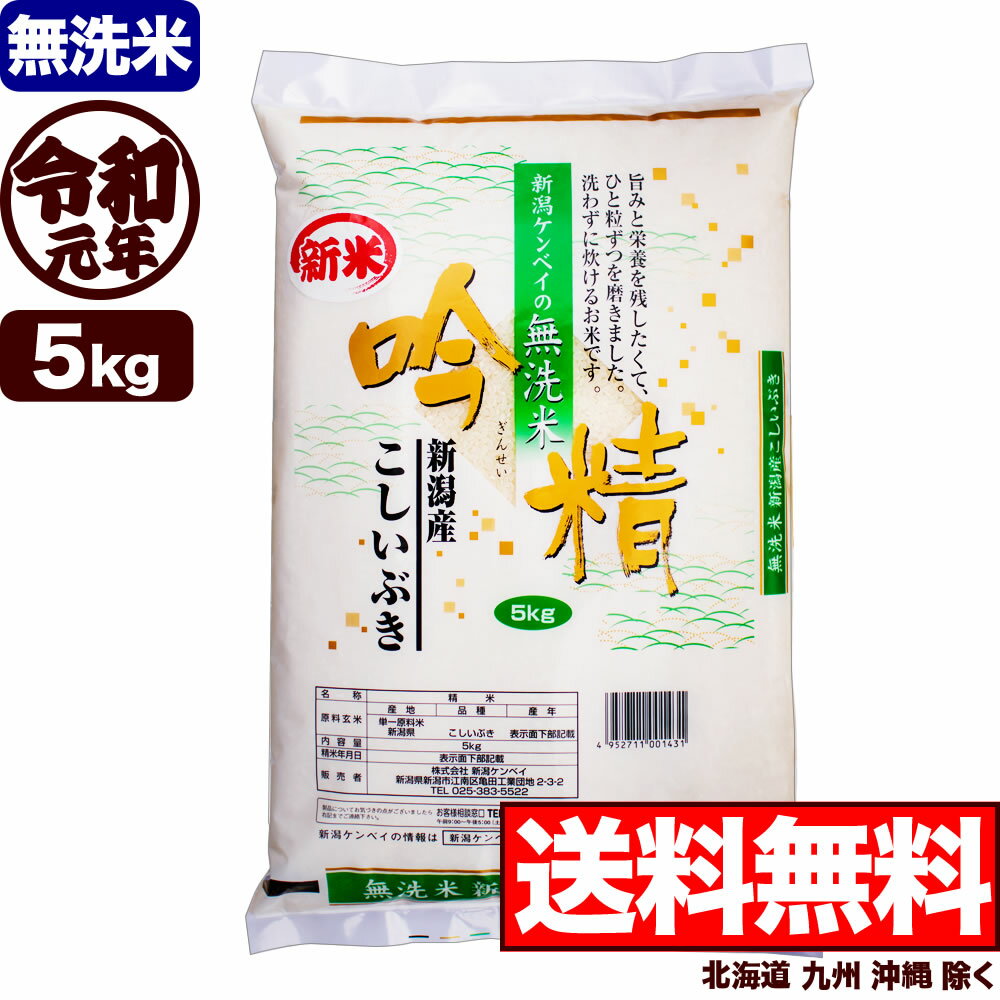 新米【無洗米】新潟産 こしいぶき 吟精 5kg 令和元年産【送料無料】(北海道、九州、沖縄除く)