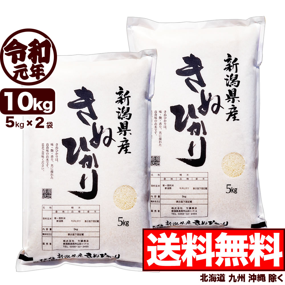 新米 キヌヒカリ 10kg(5kg×2) 令和元年産 新潟産 米【送料無料】(北海道、九州、沖縄除く)