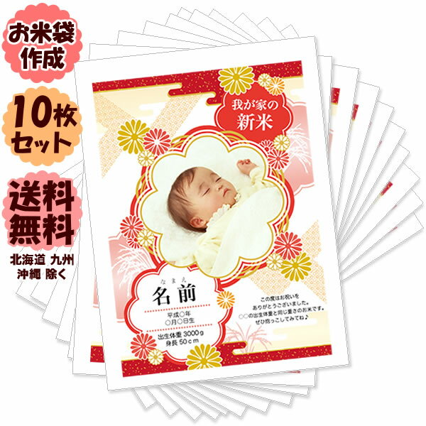 【出産内祝い】お米袋作成サービス 10枚 抱っこ できる 赤ちゃんプリント を作ろう 【送料無料】(北海道、九州、沖縄除く)我が家の新米