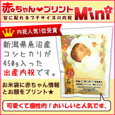【令和2年産 魚沼産コシヒカリ】 抱っこできる赤ちゃんプリントmini450g【8個以上送料無料】(北海道、九州、沖縄除く)