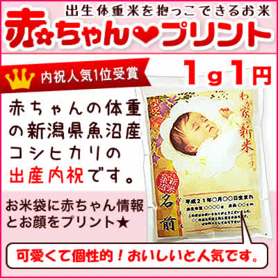 【新米】【ポイント10倍】【令和2年産 魚沼産コシヒカリ】抱っこできる赤ちゃんプリント 出産内祝い 米 出生体重米 名入れ 内祝い 【送料別】