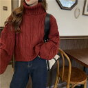 ニット ケーブルニット ハイネック トップス 厚手ニット おしゃれ ざっくりニット かわいい 秋冬 大人 きれいめ 韓国 ボリューム袖 バルーン袖 オーバーサイズ 大きめサイズ デート TP-086KJ
