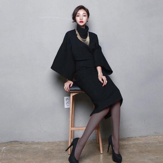 セットアップ おしゃれ 大きいサイズ タイトスカート ハイウエスト トップス ドルマンスリーブ スリット ゆったり 大人 上品 エレガント シンプル フォーマル 30代 40代 50代 レッド ブラック グレー BY-287