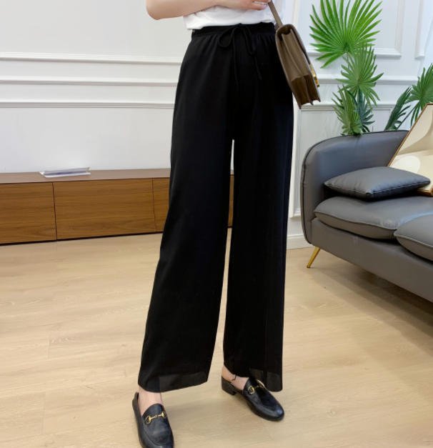 ワイドパンツきれいめ春ウエストゴム...