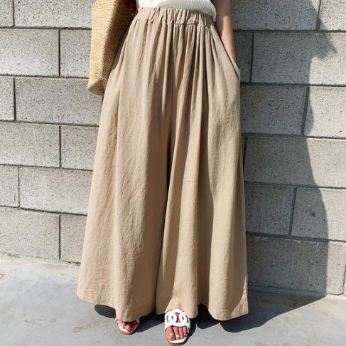 フレアパンツ ワイドパンツ ハイウエスト ウエストゴム ゆったり 体型カバー 無地 カジュアル シンプル 大人 ベーシック 30代 40代 ベージュ イエロー グリーン ブラック PT-050R