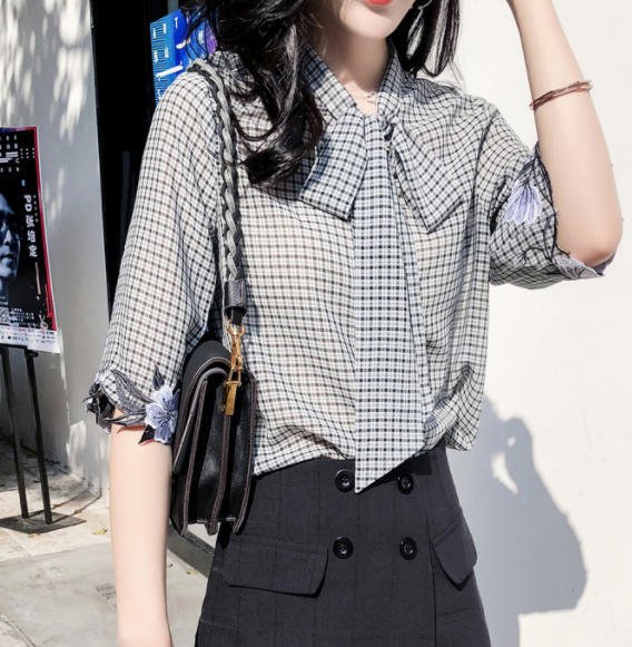 ブラウストップス春リボンタイ大きい...