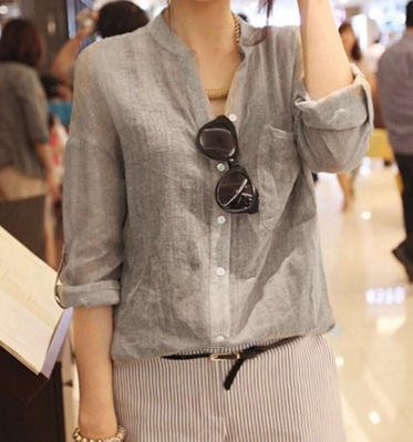 シャツ ブラウス 長袖 トップス 大きいサイズ シンプル カジュアル 大人 グレー ホワイト グリーン ネイビー TP-188R