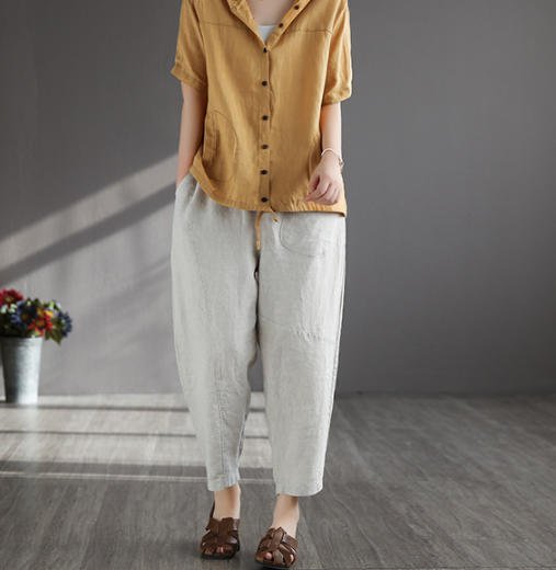 ロングパンツ リネン きれいめ 大きいサイズ ハイウエスト 無地 体型カバー 無地 上品 シンプル ベーシック カジュアル 大人 30代 40代 イエロー ブラウン ホワイト ベージュ ブラック カーキ グリーン レッド PT-119R