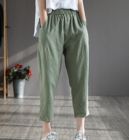 ロングパンツ リネン きれいめ 大きいサイズ ハイウエスト 無地 体型カバー 無地 上品 シンプル ベーシック カジュアル 大人 30代 40代 グリーン ブラウン ベージュ ブラック PT-138R