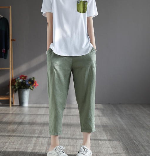 ロングパンツ リネン きれいめ 大きいサイズ ハイウエスト 無地 体型カバー 無地 上品 シンプル ベーシック カジュアル 大人 30代 40代 グリーン ブラウン ベージュ ブラック PT-138R