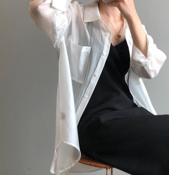 シアーシャツ トップス シースルー 透け感 ゆったり カジュアル シンプル 大人 きれいめ 30代 40代 ホワイト イエロー グリーン TP-248R