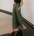 ワイドパンツ きれいめ ハイウエスト ロング フレアパンツ リゾート カジュアル シンプル 大人 ベーシック 30代 40代 カーキ ベージュ PT-146R(4)