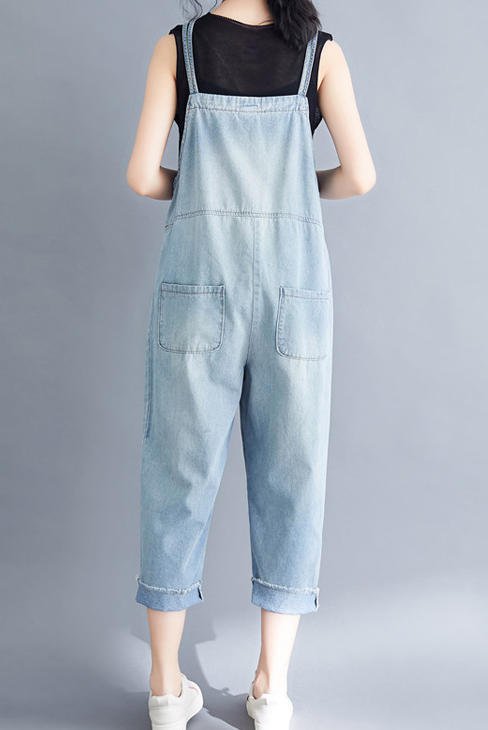 オーバーオール ワイドパンツ ゆったり 無地 カジュアル シンプル 大人 体型カバー 30代 40代 ブルー OI-022R