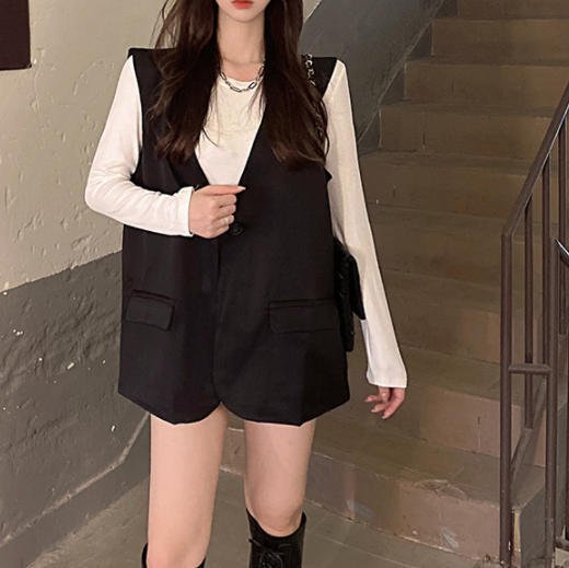 ジレ コート ロングジレ ロングベスト レディース トレンチベスト ノーカラー アウター 大きいサイズ ロング丈 秋冬 カジュアル エレガント シンプル 通勤 30代 40代 ブラック OU-085R