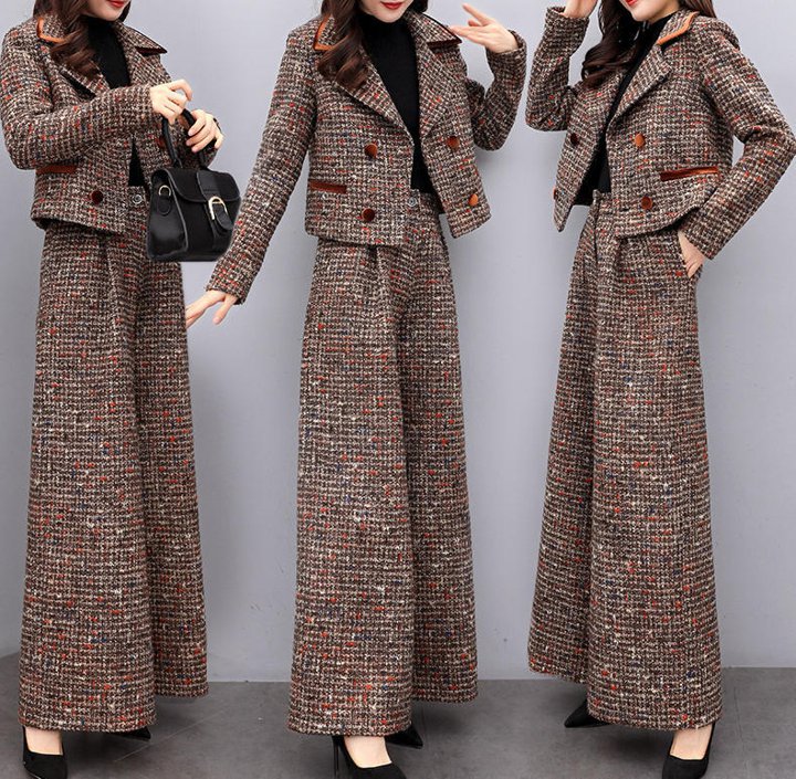 パンツスーツ 入学式 ママスーツ 七五三 ハイウエスト ワイドパンツ きれいめ 上品 大人 シック エレガント 無地 フォーマル 30代 40代 ブラウン ST-022R