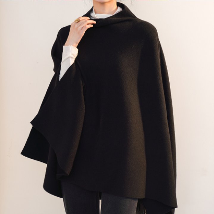 ポンチョコート ケープ マント アウター 羽織 フード付き 無地 体型カバー ゆったり きれいめ エレガント 上品 シンプル ベーシック お出かけ デート 普段使い デイリー 着回し 通勤 オフィスカジュアル OU-001MS