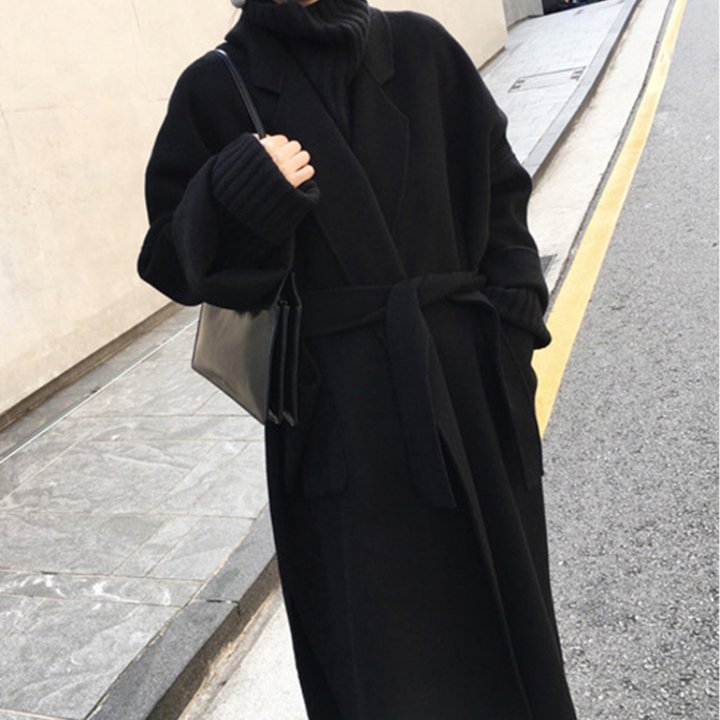 アウター コート ロングコート 長袖 ブラック グレー ベージュ ウエストベルト シンプル カジュアル 大人可愛い 秋冬 お出かけ デート OU-008KM