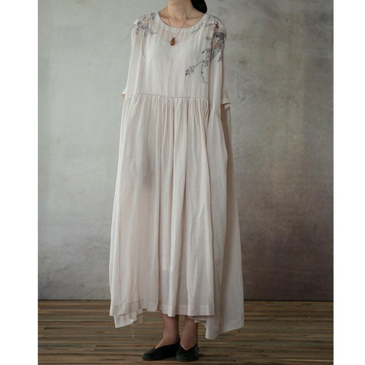 ワンピース 半袖 ロング丈 ホワイト ダークブラウン 綿 麻 コットン リネン 春夏 ウエスト aライン フレア きれいめ レディース ロング カジュアル 韓国 通勤 ゆったりママ 20代 30代 40代 50代 60代 ナチュラル パーティー かわいい 2022春 上品 保護者会 ガーリー 無地