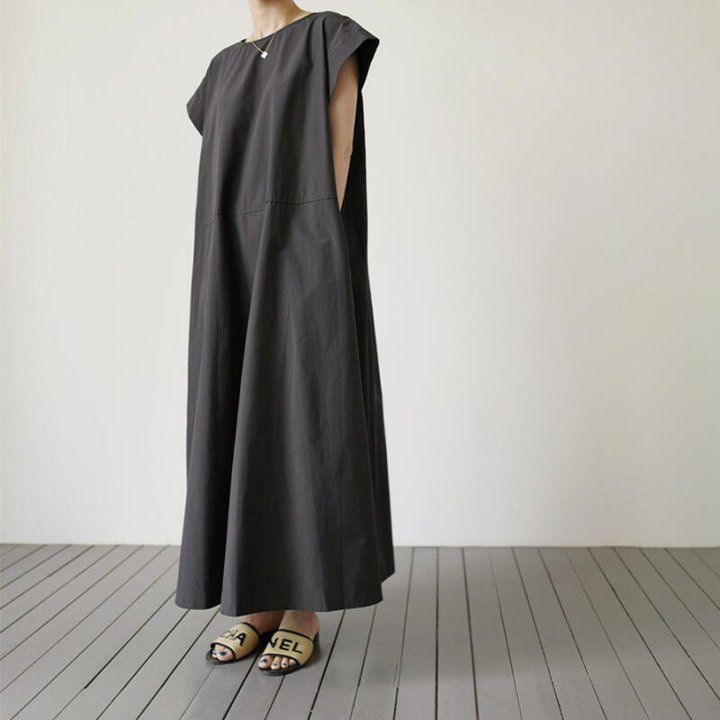 ワンピース 半袖 ロング丈 綿 コットン ブラック ライドブルー 春夏 aライン きれいめ レディース ロング きれいめ オフィス カジュアル 韓国 通勤 ゆったりママ 20代 30代 40代 50代 60代 モード系 ナチュラル パーティー かわいい オフィス 2022春 上品 保護者会 ガーリー