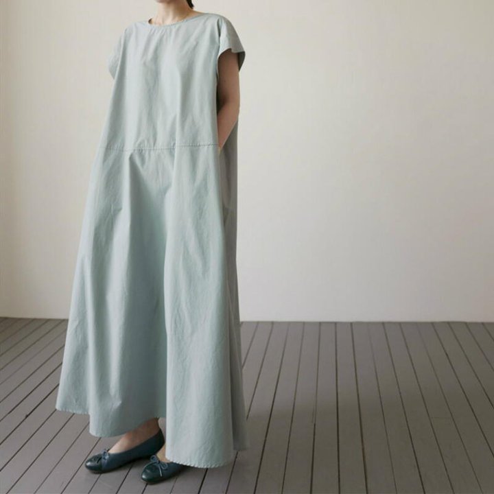 ワンピース 半袖 ロング丈 綿 コットン ブラック ライドブルー 春夏 aライン きれいめ レディース ロング きれいめ オフィス カジュアル 韓国 通勤 ゆったりママ 20代 30代 40代 50代 60代 モード系 ナチュラル パーティー かわいい オフィス 2022春 上品 保護者会 ガーリー