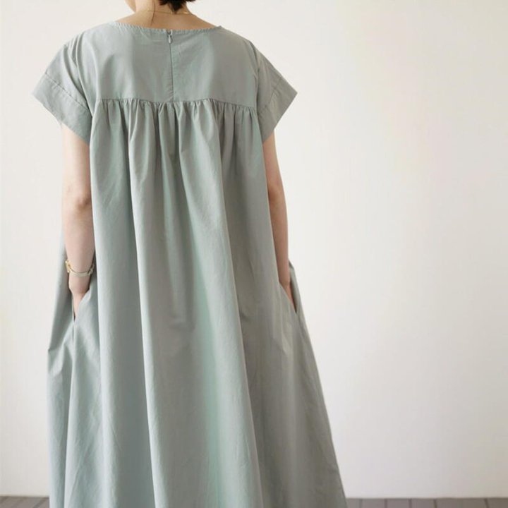 ワンピース 半袖 ロング丈 綿 コットン ブラック ライドブルー 春夏 aライン きれいめ レディース ロング きれいめ オフィス カジュアル 韓国 通勤 ゆったりママ 20代 30代 40代 50代 60代 モード系 ナチュラル パーティー かわいい オフィス 2022春 上品 保護者会 ガーリー
