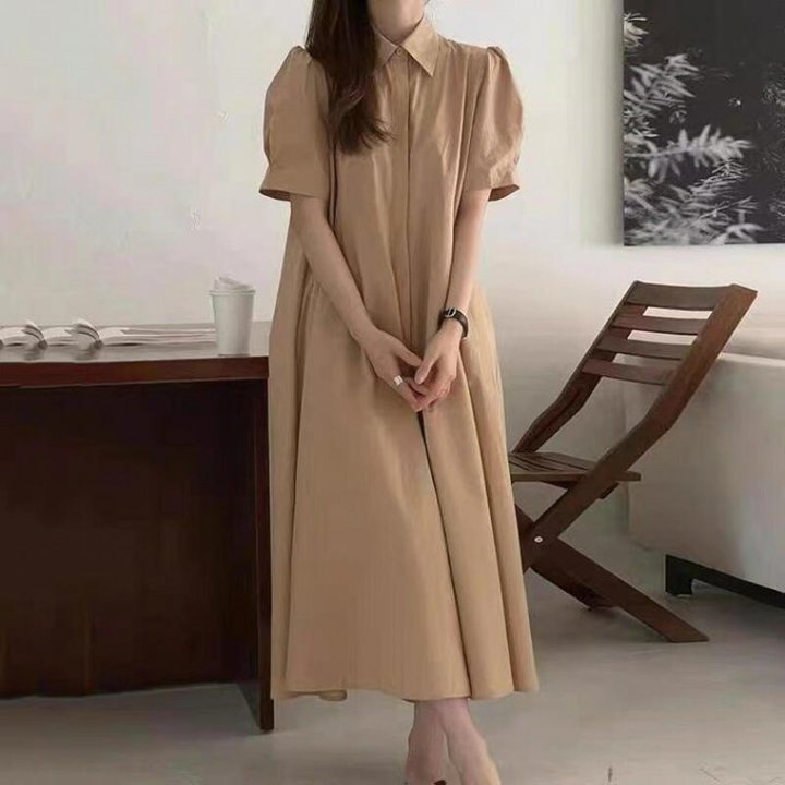 ワンピース 半袖 ロング丈ブラック ホワイト ベージュ 春夏 aライン シャツ きれいめ レディース カジュアル 韓国 通勤 ゆったりママ 20代 30代 40代 50代 60代 モード系 ナチュラル かわいい 上品 保護者会 ガーリー 無地 オフィスカジュアル ふわり 袖あり 低身長 OP-118KM