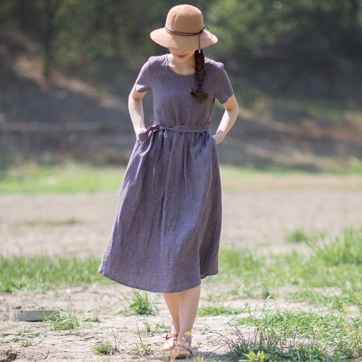 ワンピース シャツワンピース 半袖 ロング リネン 麻 綿 涼しい 春 夏 レトロ 開襟 ガーリー 北欧 生地 ブラック グリーン スカート レース レディース 無地 しわ加工 ブラウス 膝丈 ミディアム きれいめ 韓国 マタニティ 大きいサイズ フリーサイズ シック モード 通勤