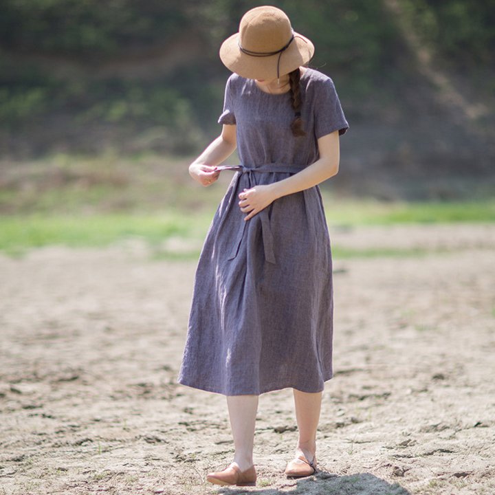 ワンピース シャツワンピース 半袖 ロング リネン 麻 綿 涼しい 春 夏 レトロ 開襟 ガーリー 北欧 生地 ブラック グリーン スカート レース レディース 無地 しわ加工 ブラウス 膝丈 ミディアム きれいめ 韓国 マタニティ 大きいサイズ フリーサイズ シック モード 通勤